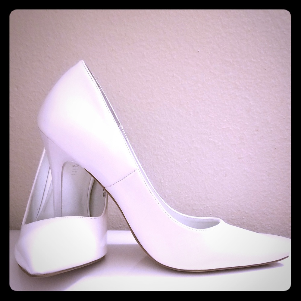 Madden Girl Patent Leather White Pumps